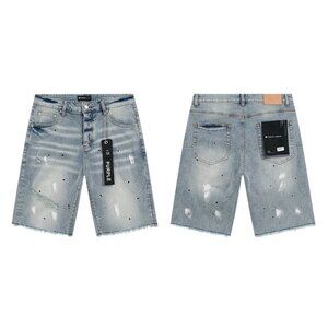 Men's Blue Distressed Denim Shorts